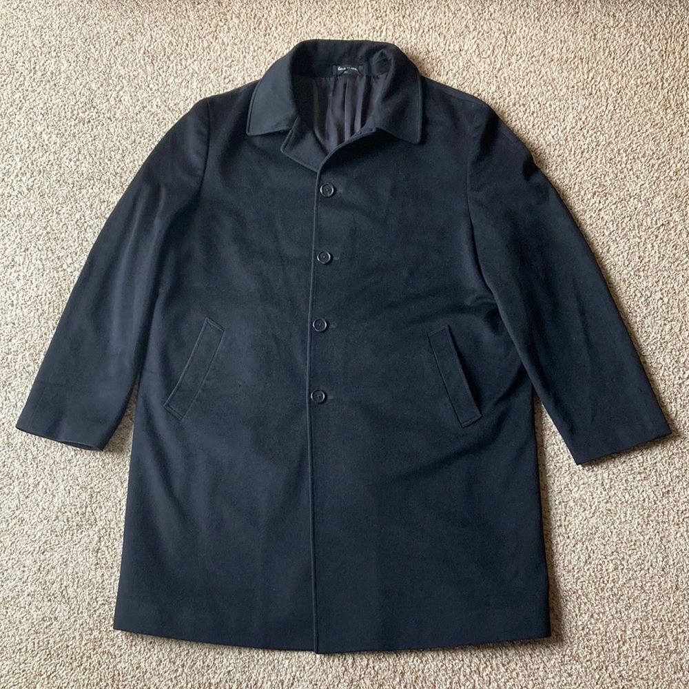 John W Nordstrom Black Loro Piana Storm System Wool 3/4 Top Coat Car Coat 46 XL